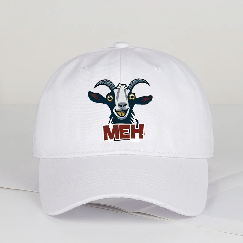 Goat Head MEH Print Soft Top Baseball Cap Soft Comfortable Breathable Adjustable Playful Quirky Trendy Fashionable Unisex