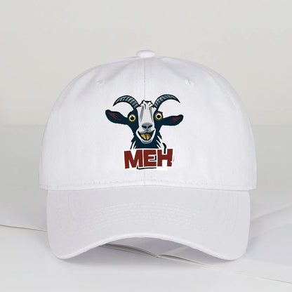 Goat Head MEH Print Soft Top Baseball Cap Soft Comfortable Breathable Adjustable Playful Quirky Trendy Fashionable Unisex
