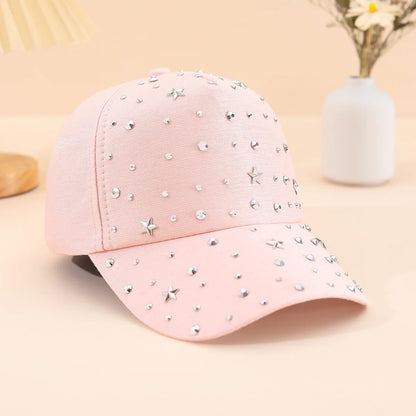 Women's Visors Diamond Star Shiny Metal Rivet Baseball Cap