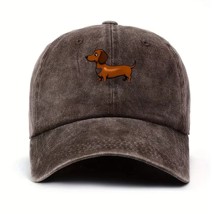 Cute Sausage Dog Pattern Printed Baseball Hat with Snap Button Lightweight Valentine's Day Gift
