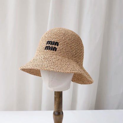 Handmade High Quality Letter Embroidery Brim Floppy Summer Hats For Women Bucket Hat