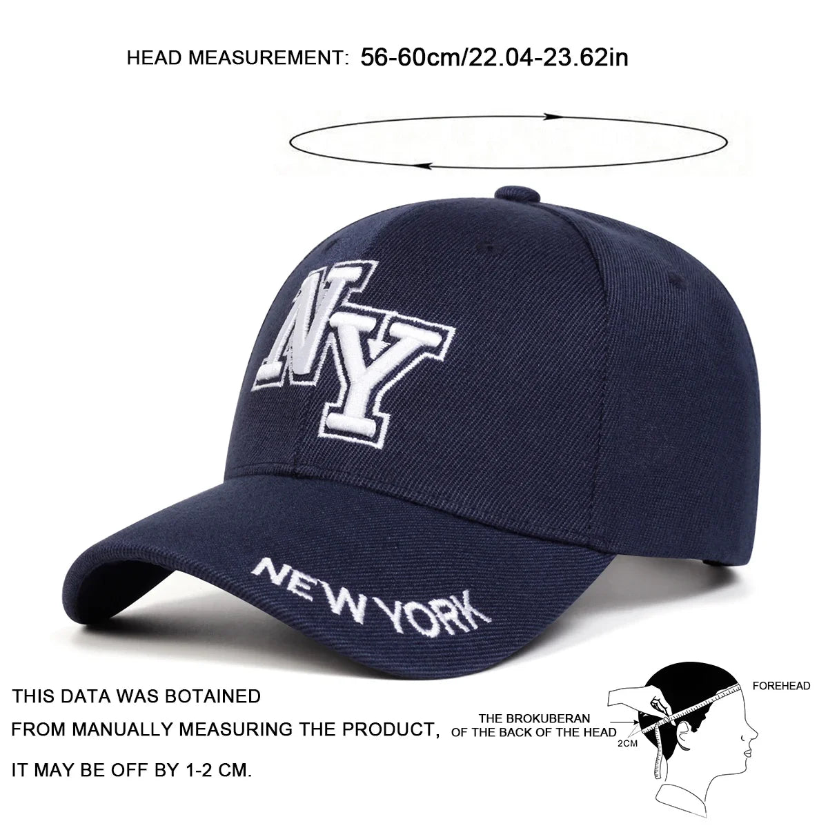 Unisex NY Letter Embroidery Baseball Caps Spring and Autumn Sports Cap