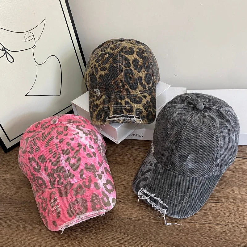 Fashion Leopard Printing Baseball Cap For Women Cotton Soft Top Women Caps