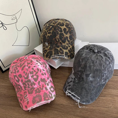 Fashion Leopard Printing Baseball Cap For Women Cotton Soft Top Women Caps