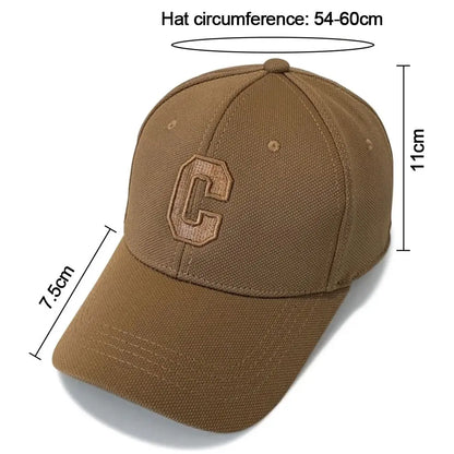 Sun Protection Adjustable Baseball Caps C Letter Embroidered Breathable Soft Top Caps
