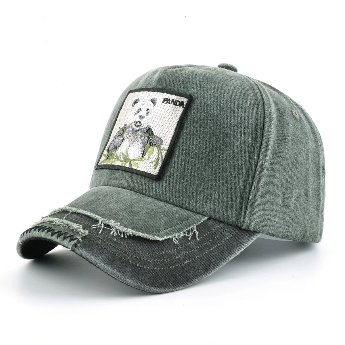 Vintage Denim Baseball Cap With Embroidery Animals