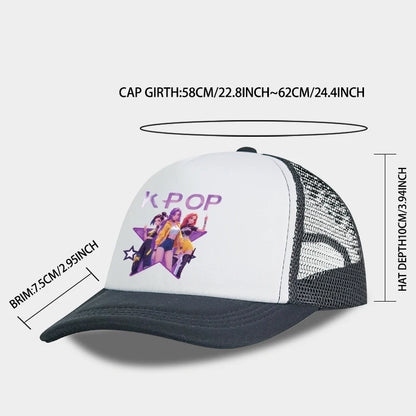 K-POP Girl Group Printed Mesh Cap, Breathable Summer Baseball Cap