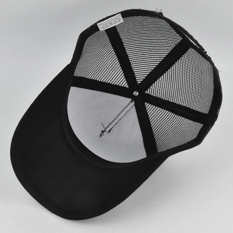 Customized Logo Hard Top 5 Panels Mesh Baseball Cap For Men Women