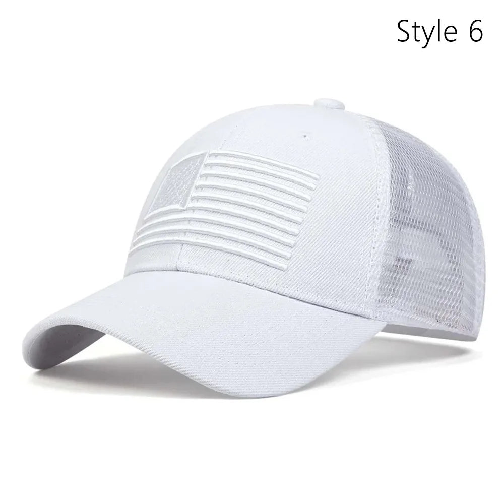 American Flag Embroidery Baseball Hat Adjustable UV Protect Duck Tongue Cap