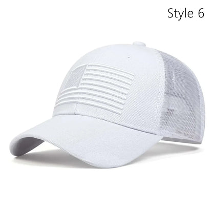 American Flag Embroidery Baseball Hat Adjustable UV Protect Duck Tongue Cap