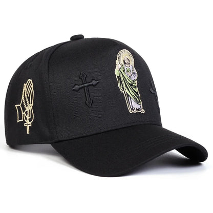 Unisex Cross Embroidery Baseball Caps Spring and Autumn