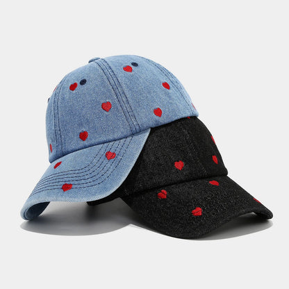 Fruit Women's And Men's Retro Embroidered Cherry Denim Cap Sun Hats