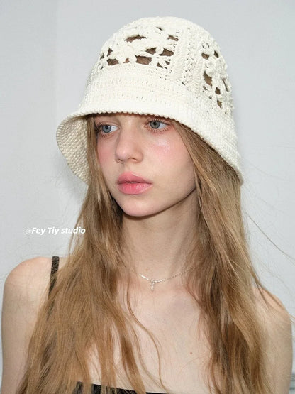 Retro Chic Handcrafted Knit Beret For Women - Japanese Style