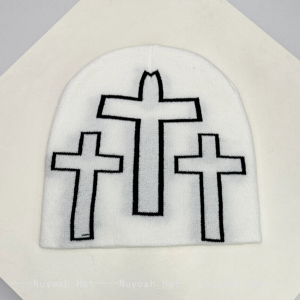 New Men Women Color Block Jacquard Cross Star Knitted Hats