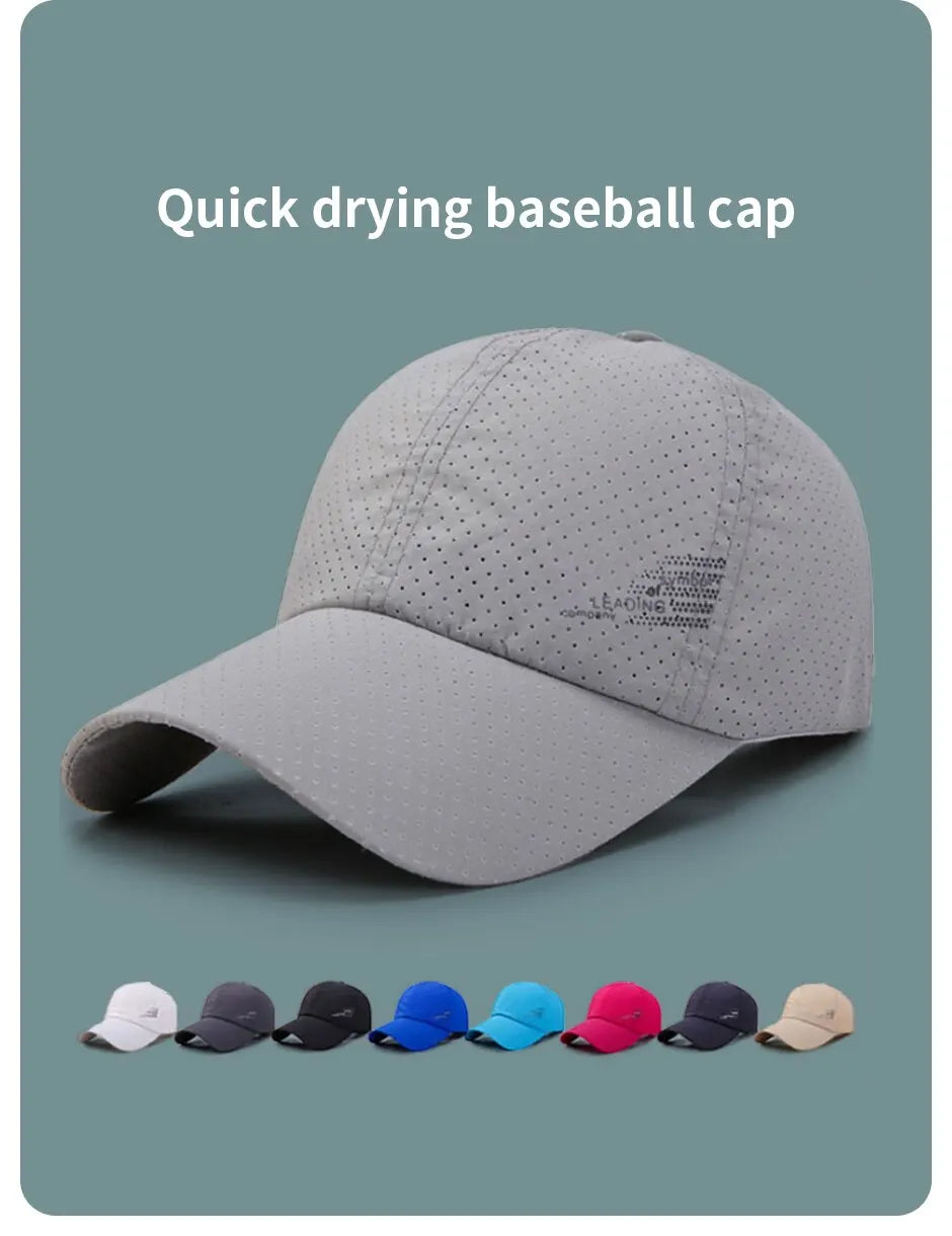 Quick Dry Baseball Cap Outdoor Sports Mesh Breathable Hat Portable Hiking Fishing Sunbonnet Golf Adjustable Cap
