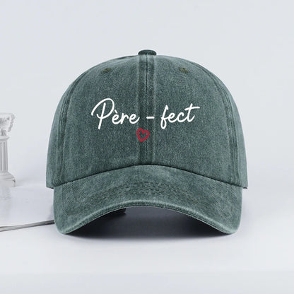 Retro “Père-fect” Printed Washed Baseball Cap