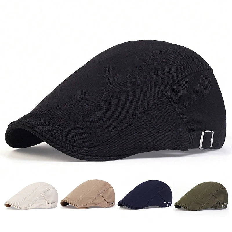 Men Light Board Solid Color Berets Newsboy Caps