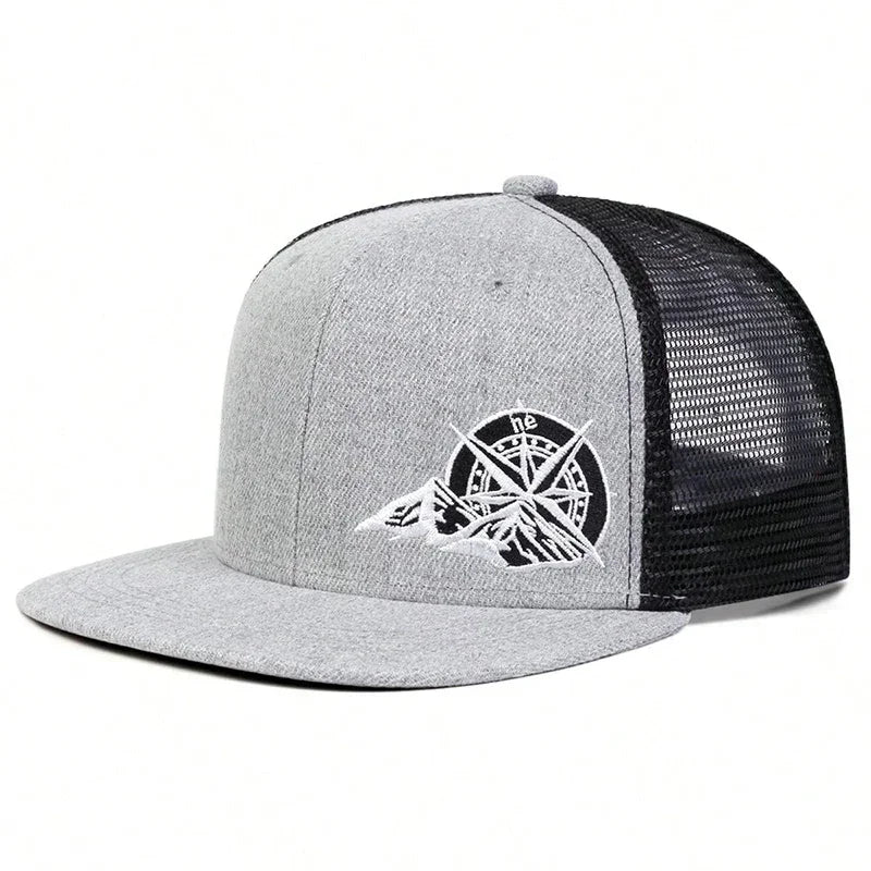 Unisex Compass Mountain Embroidery Baseball Net Hats Spring Summer