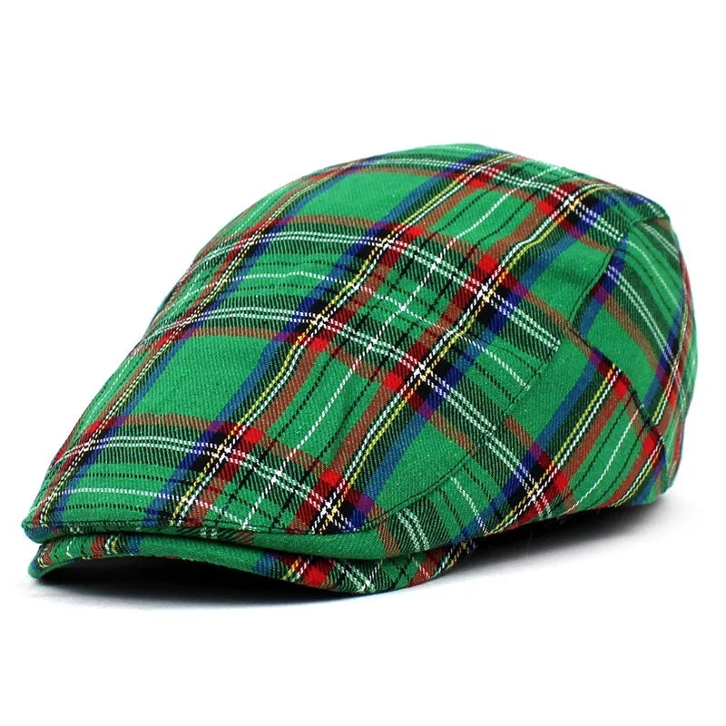 Spring Autumn Plaid Cotton Octagonal Hat Fashion Women