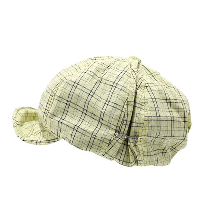 New Korean Plaid Soft Beret Hat Women's Cotton Newsboy Octagonal Hat