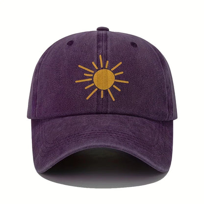 Golden Sun Print Baseball cCap Retro Lightweight Washed Cap for Both Men and Women