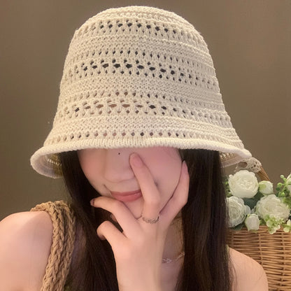 Knitted Bucket Hat For Women Lightweight Breathable Crochet Cloche Hat
