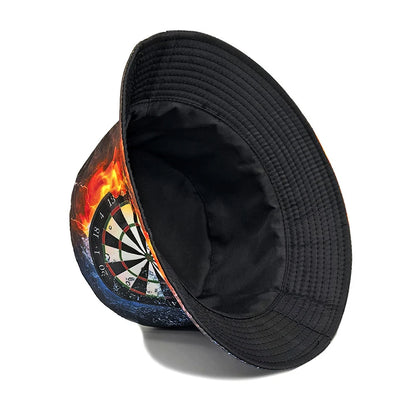 Dart Board Printing Bucket Hat Bow And Arrow Pattern Fisherman Hats Double Sides Reversible Panama Cap Caps For Men And Woman