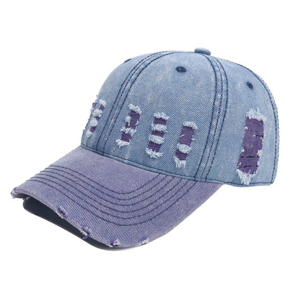 Unique Design Denim Patchwork Distressed Colorful Baseball Cap