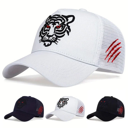 Unisex Tiger Head Embroidery Baseball Net Caps Outdoor Adjustable Casual Hats Sunscreen Hat Sports Cap
