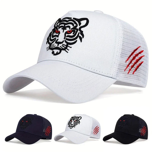 Unisex Tiger Head Embroidery Baseball Net Caps Outdoor Adjustable Casual Hats Sunscreen Hat Sports Cap