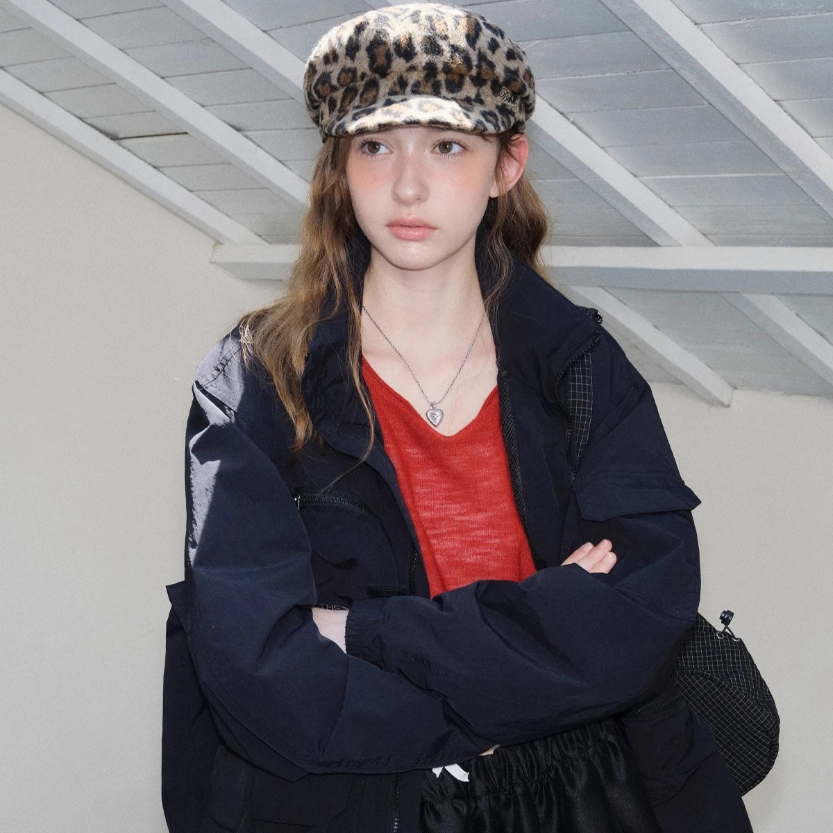 Punk Leopard Print Wool Fabric Beret Autumn/Winter