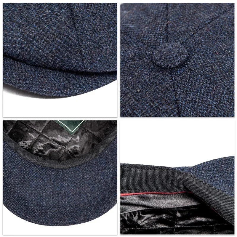 Autumn Winter Men's Newsboy Hat Wool Blend Male Beret Men And Women