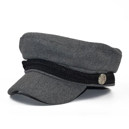 Fashion Women Men Spring Autumn Sailor Black Ladies Beret Top Captain Cap