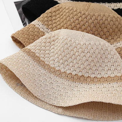 Wide Brim Panama Cap Korean Breathable Knitted Bucket Hats