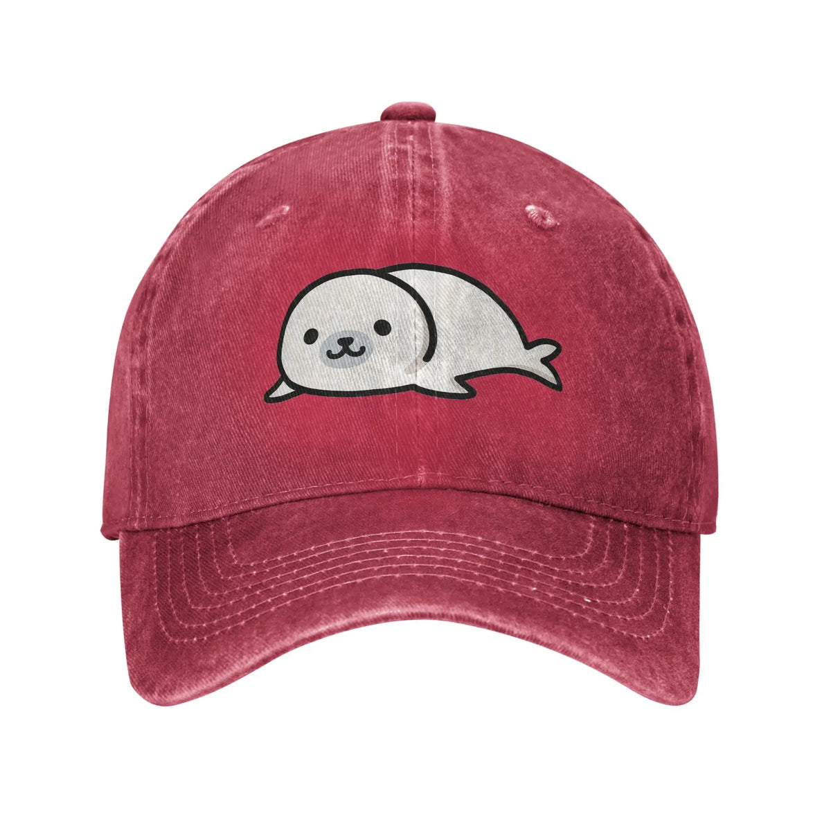 Seal Denim Fabric Cap Casual Baseball Caps Adjustable Hat