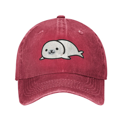Seal Denim Fabric Cap Casual Baseball Caps Adjustable Hat