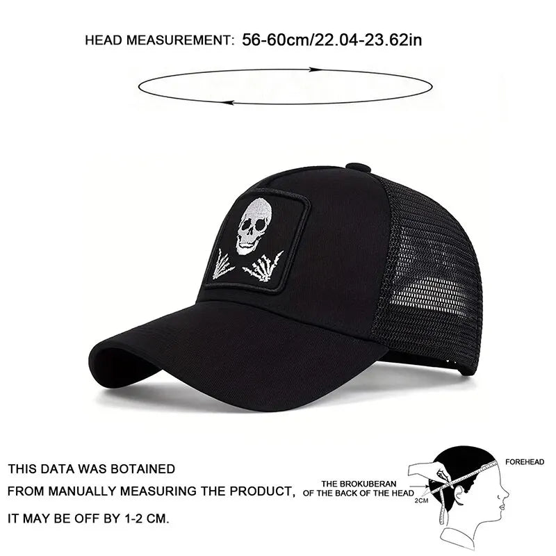 Unisex Skull Finger 666 Embroidery Baseball Net Caps Spring and Summer