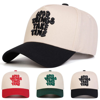 Unisex Good Things Take Time Embroidery Baseball Caps Spring Autumn