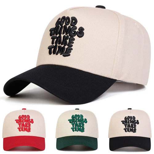 Unisex Good Things Take Time Embroidery Baseball Caps Spring Autumn
