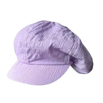 Women's Beret Elegant Cloud Cap Summer Beret Breathable Lightweight Pleated Solid Color