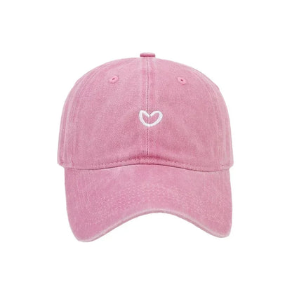 Hat New For Women Men Washed Cotton Baseball Cap Soft Top Embroidered Love Retro