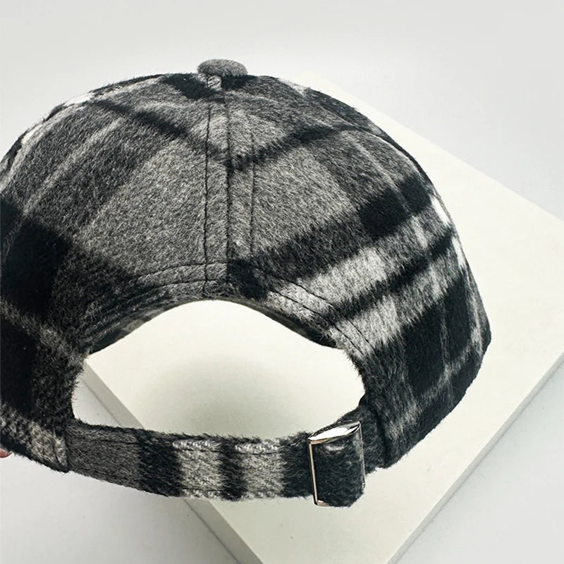 New Unisex British Style Plaid Color Block Baseball Hats