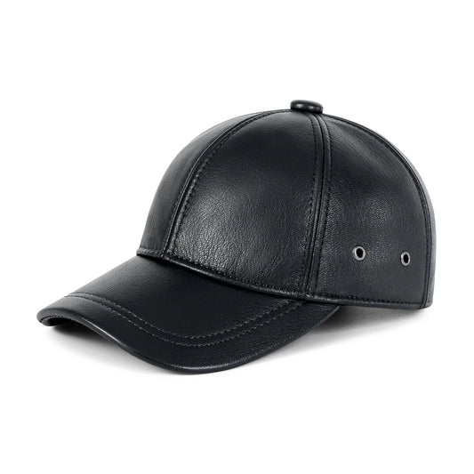 Men's Adjustable Baseball Cap Winter Driving Hunting Fishing Hat Genuine Leather Ivy