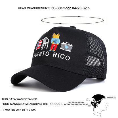 Unisex Puerto Rico Letter Embroidery Baseball Net Caps Spring and Summer