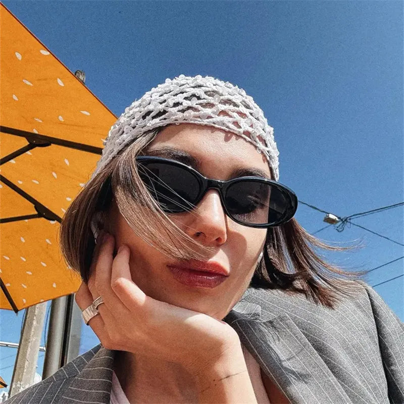 Sequins Solid Color Hollow Out Crochet Hair Net Woven Hair Cap