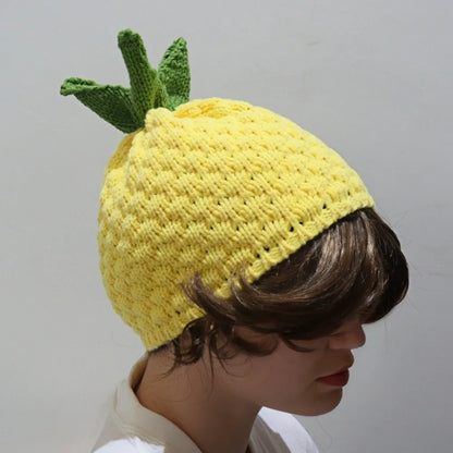 Lemon Creative Knitted Fruit Hat Playful Thick Strawberry Pullover Cap Warm