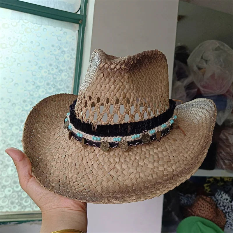 Woven Hard Summer Sapphire Accessories Neutral Cowboy Hat