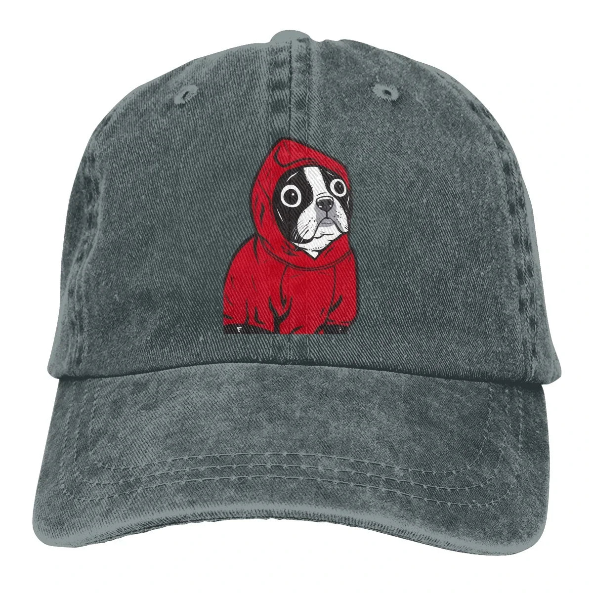 Boston Terrier In A Red Hoodie Baseball Caps