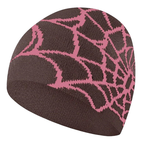 Spider Web Design Knit Beanie Hat Unisex Warm Skullies For Cold Weather Outdoor