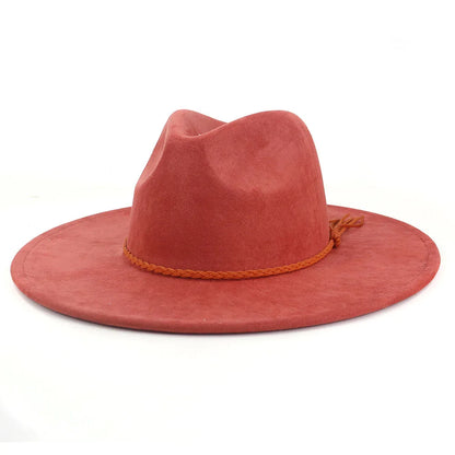 Malachite Green Suede Hat Wide Brim Fedora Hat Men Women Autumn Winter